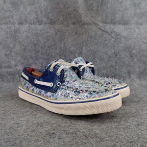 Sperry Shoes Womens 7.5 Boat Sneaker Top Sider Casual Sequin Floral Two Eye Flat